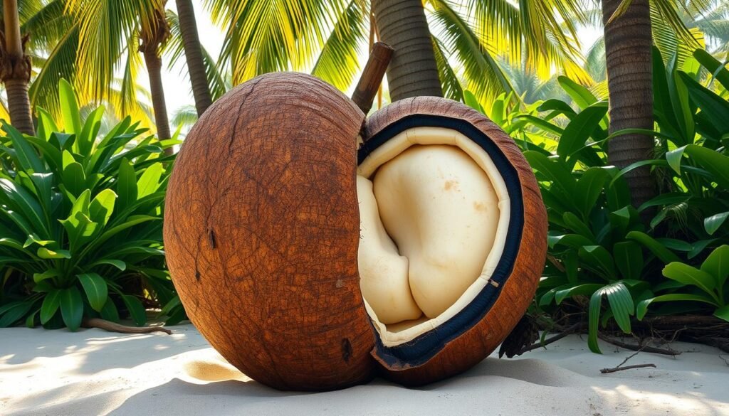 Coco de mer fruit and the world's largest seed