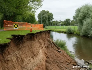 riverbank collapse Iford playing fields