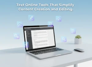 Writer using online text tools on a laptop