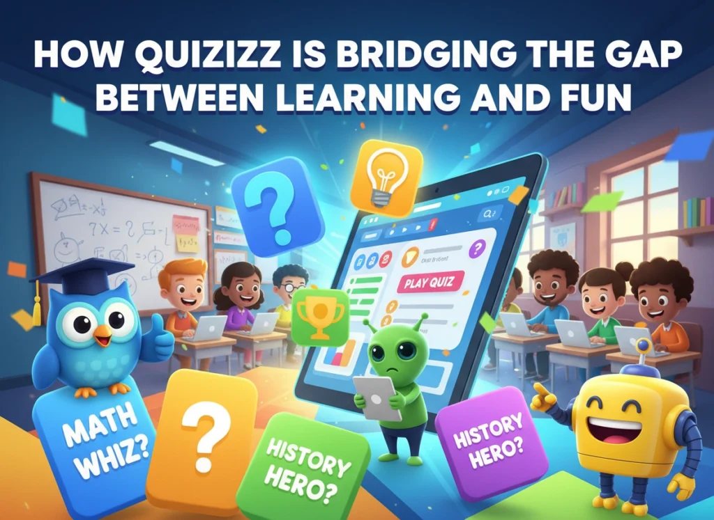 Students using Quizizz learning games in class